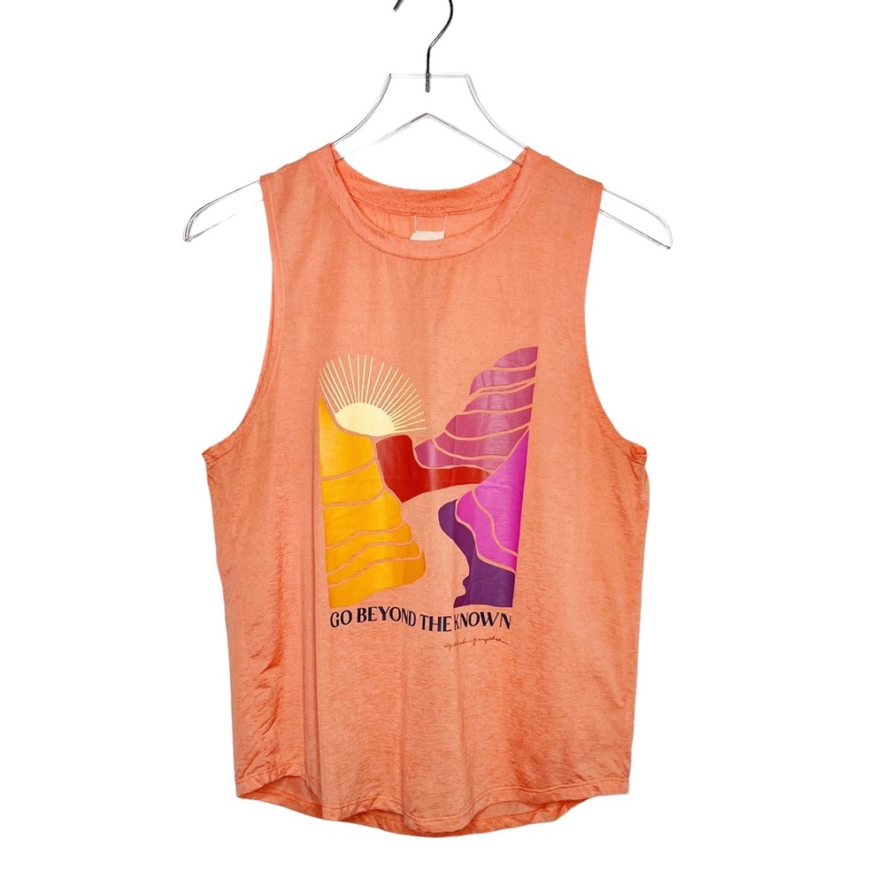 Spiritual Gangster x Peleton Coral Mountain Scape Muscle Tank Top Sz M